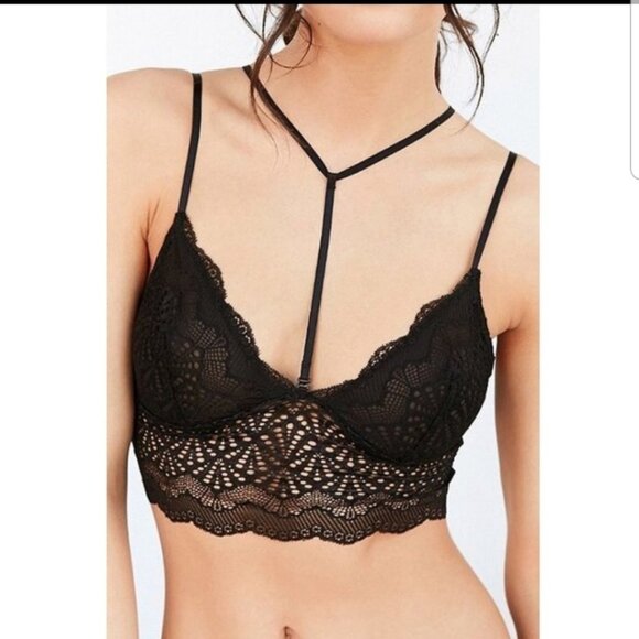 Anemone long line lace choker bralette ivory S/M M/L - Picture 4 of 6